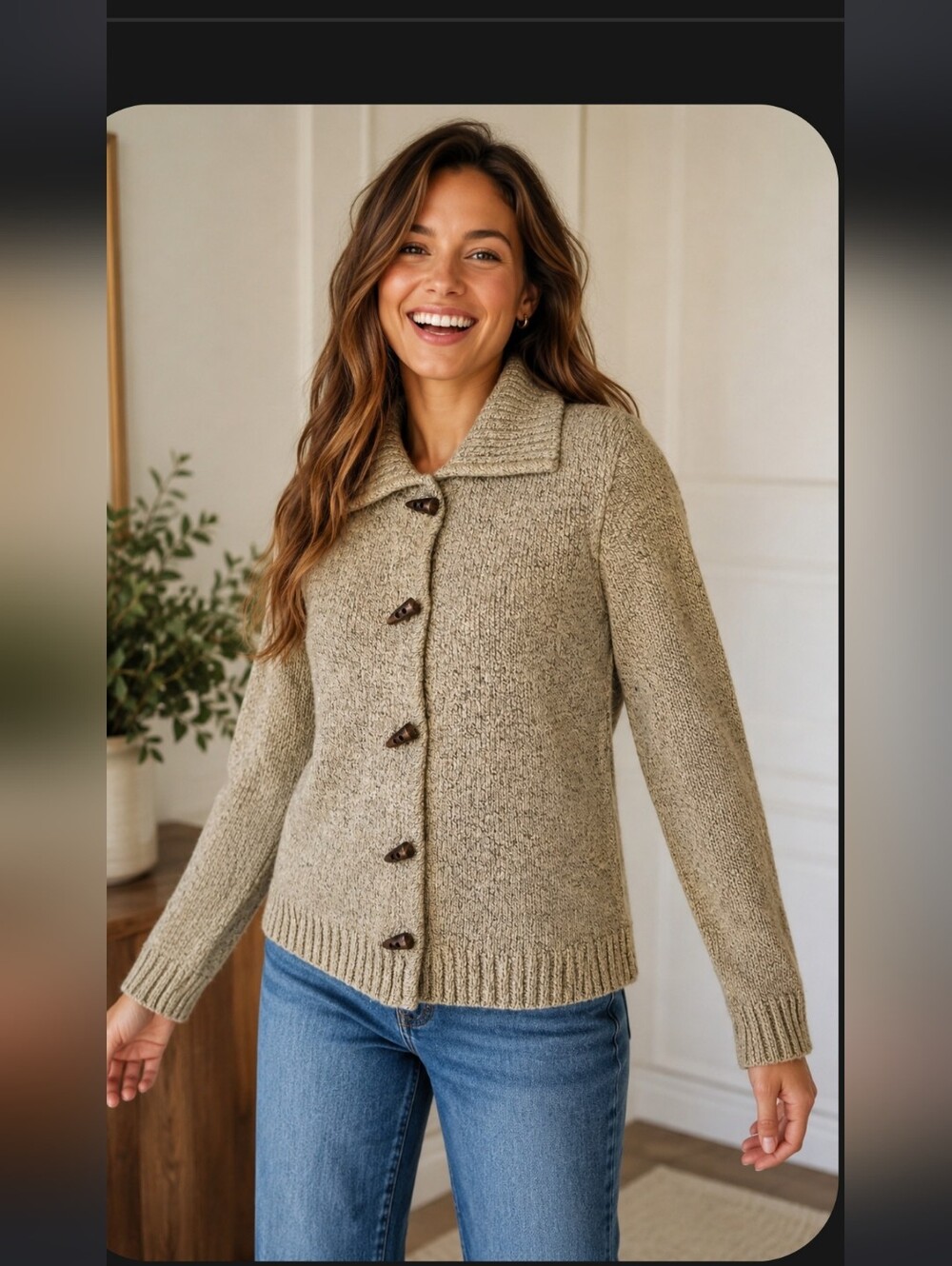 Carolyn Taylor Marled Toggle Button Sweater Jacket Cardigan Size Small